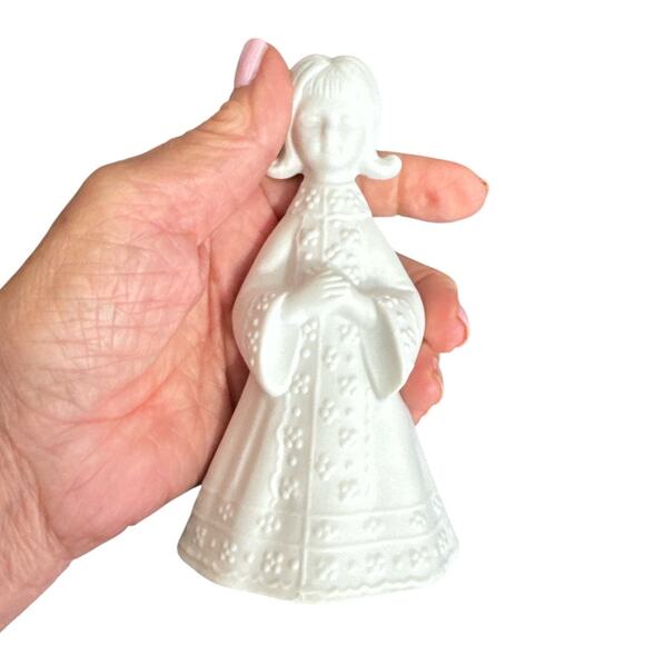 Bisque Porcelain AES Japan Delicate Choir Girl Bell 5” - Picture 9 of 10